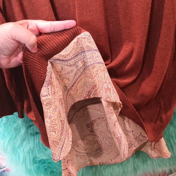 Dalia Rusty Brown Crew Neck Long 3/4 Sleeve Layered Top Size 1X - Picture 4 of 11